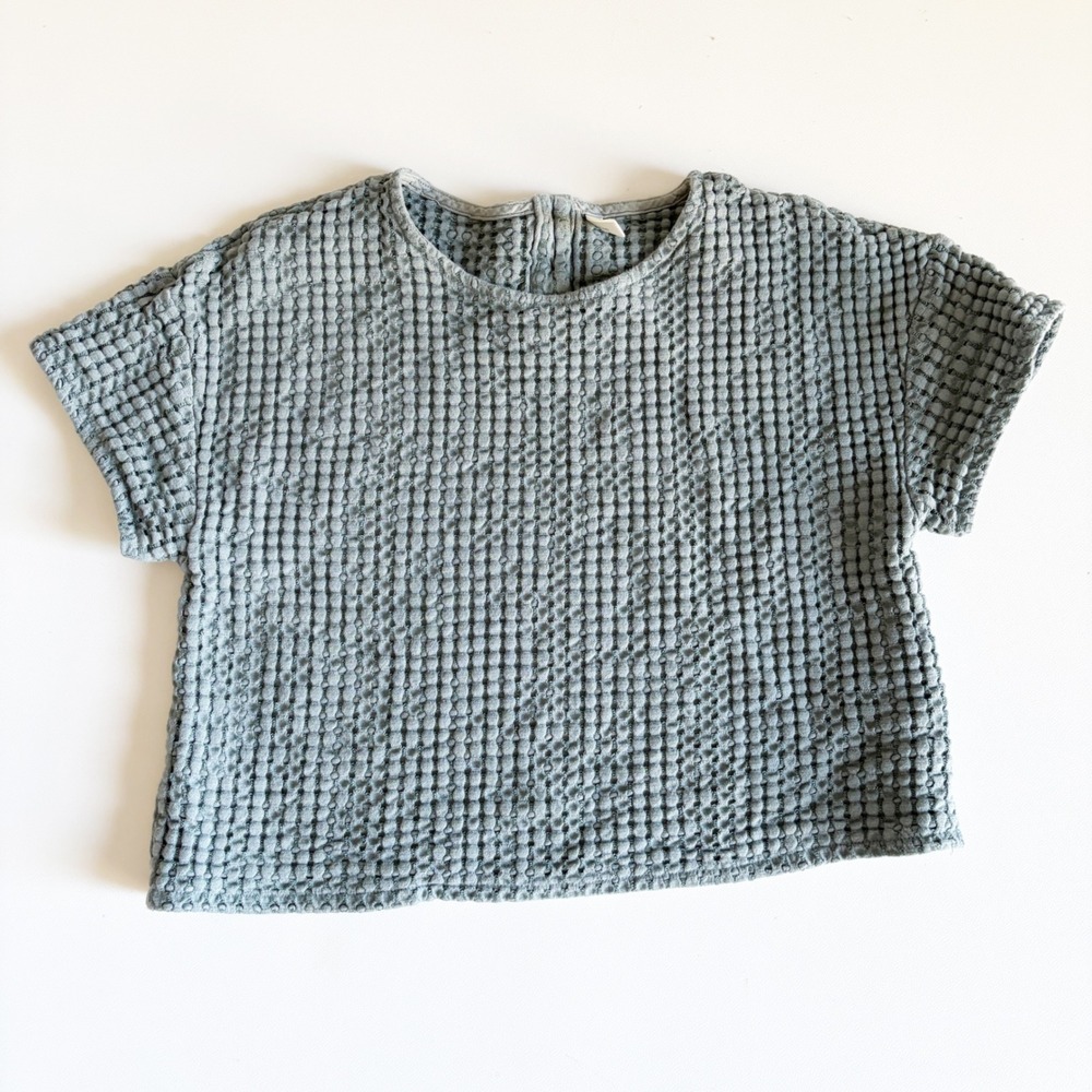 Rylee + Cru Kids Blue Chunky Bubble Waffle Knit Boho Minimalist Top Size 8-9Y